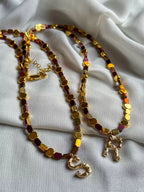 Hematite Letter Necklace " Red/Gold"