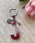 Resin Letters Keychain ( Glitter Pink ) 