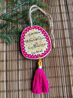 Fuschya Mandala Medium Tassel Wood Car Hanger