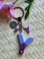Resin Letters Keychain ( Glitter Purple )