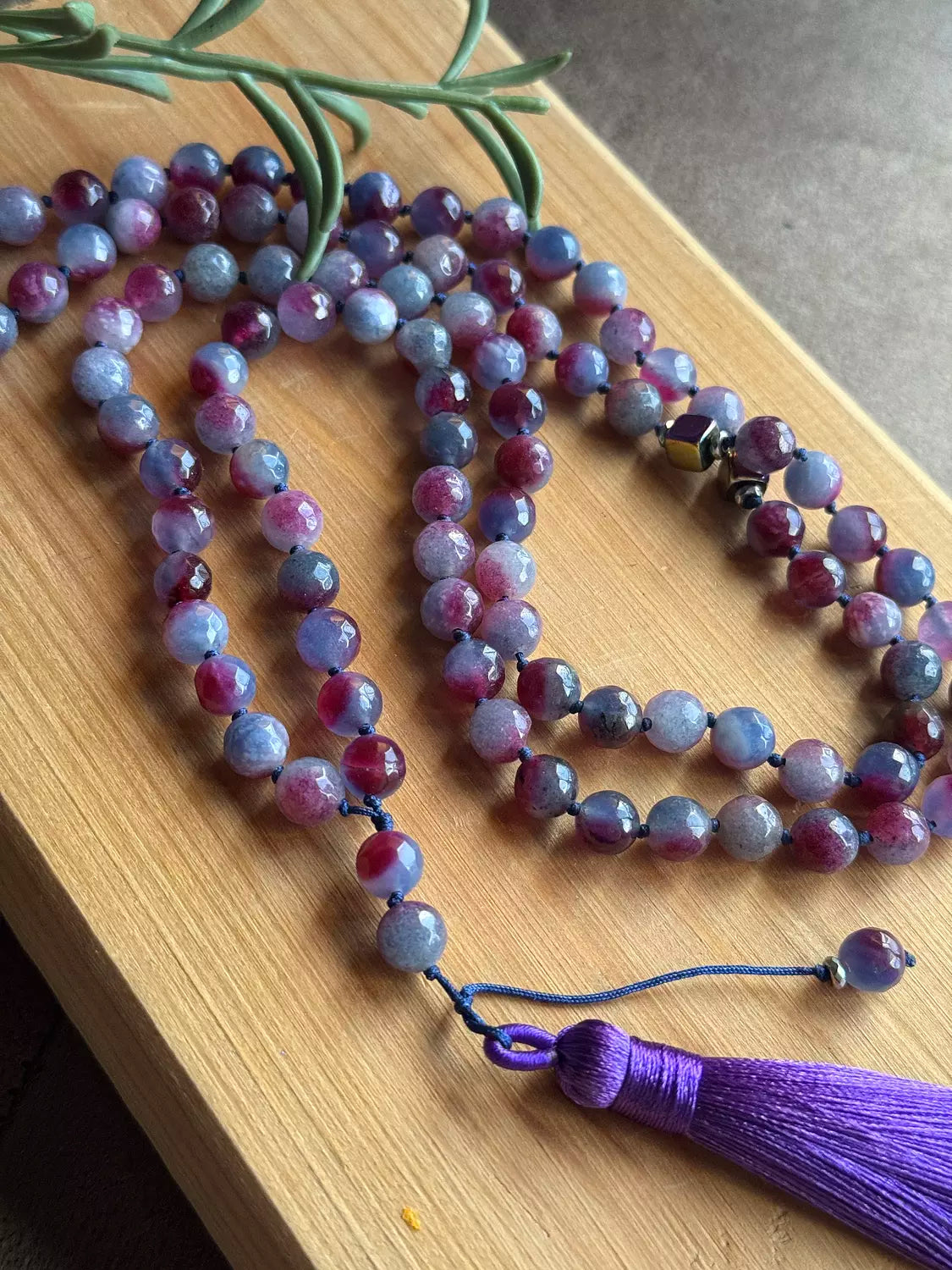 Knotted 99 Bead Rosary  " Purple "