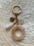 Resin Letters Keychain ( Offwhite & Gold )