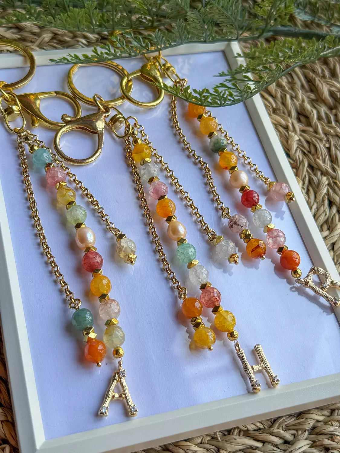 Agate Initial Bag Charm