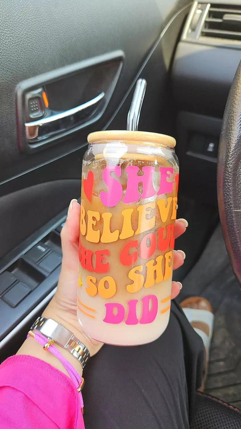 She Believed she could so she Did  Tumbler Glass "1"