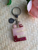 Resin Letters Keychain ( Glitter Pink ) 