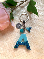 Resin Letters Keychain ( Glitter Blue )