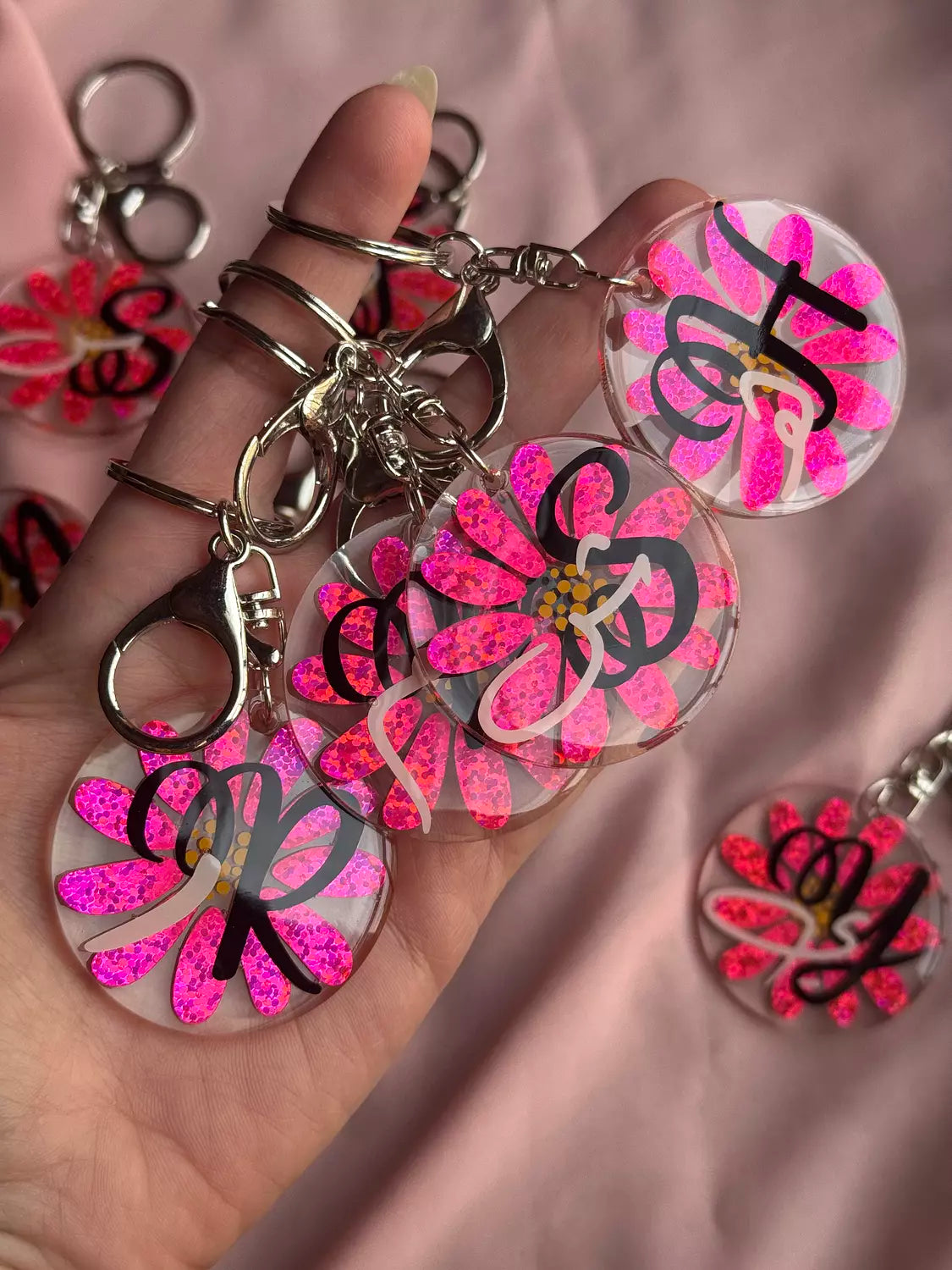 Floral Arabic/English Acrylic Keychain