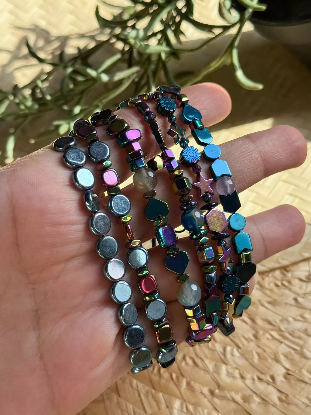 Hematite / Agate Light Blue Bracelet