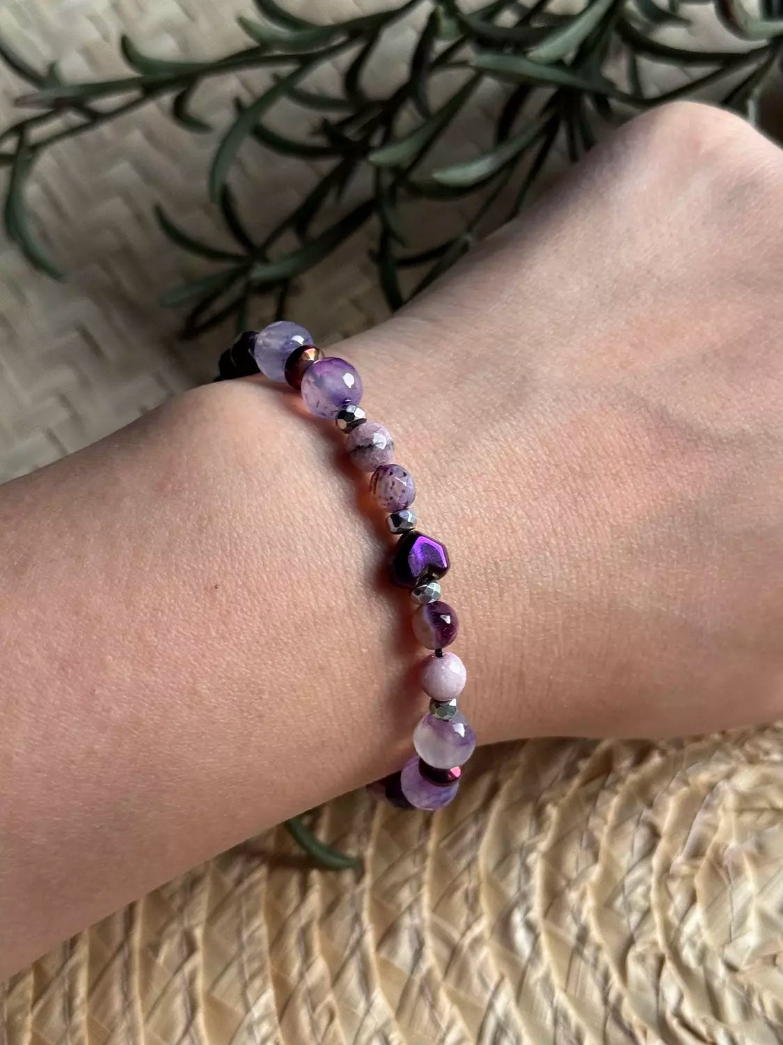 Hematite / Agate Purple Bracelet