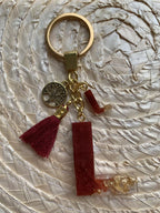 Resin Letters Keychain ( Red & Gold )