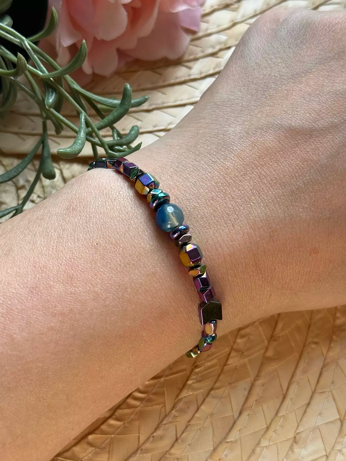 Hematite / Agate Light Blue Bracelet