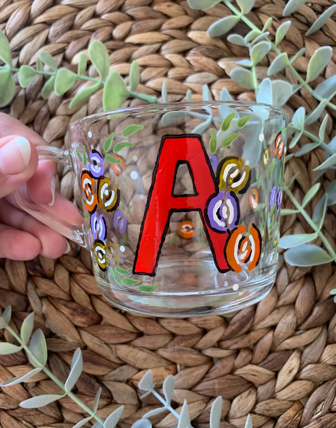 Floral Letter Clear Mug 
