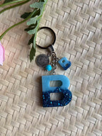 Resin Letters Keychain ( Glitter Blue )