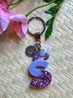 Resin Letters Keychain ( Glitter Purple )