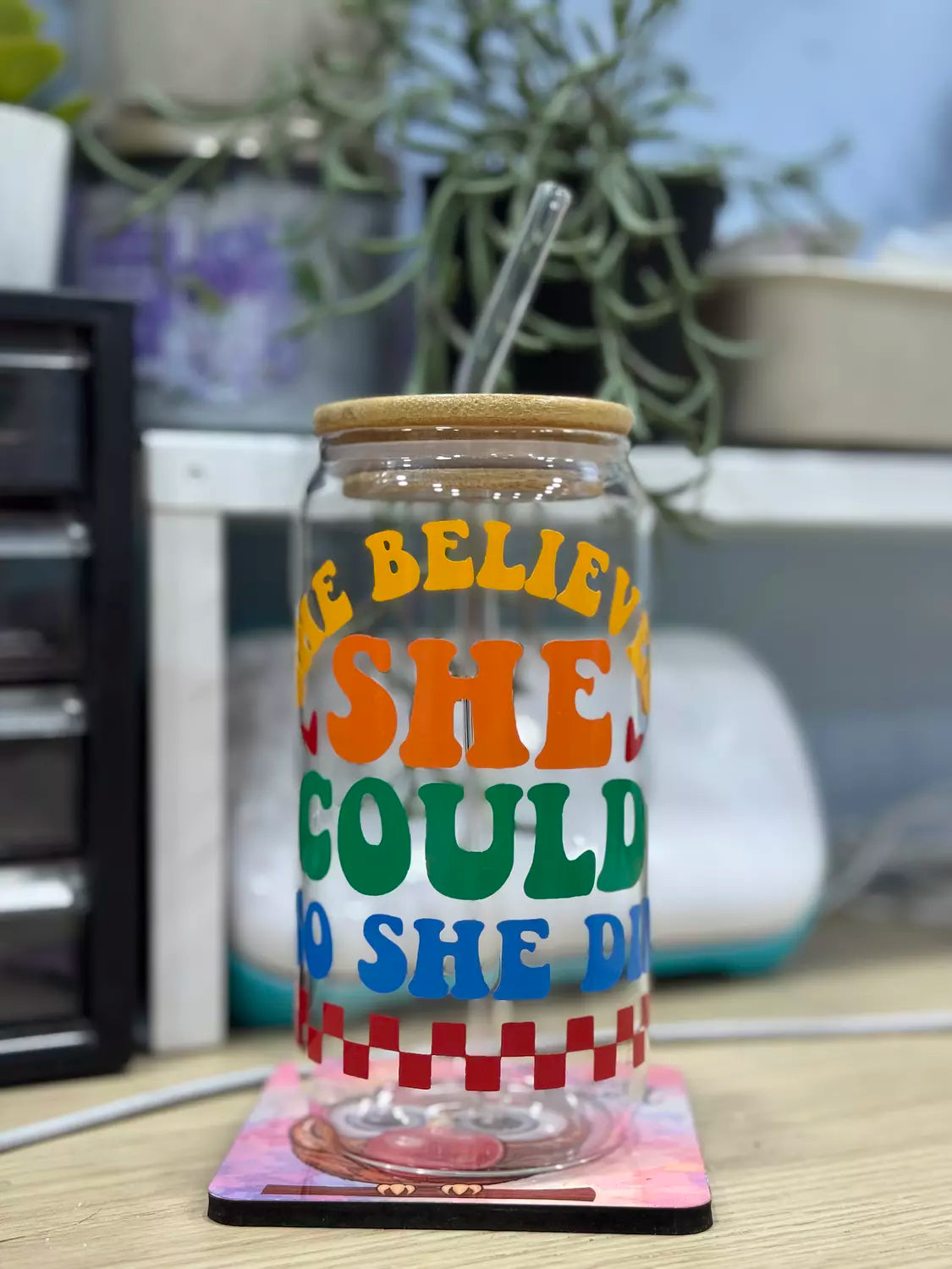 She Believed she could so she Did  Tumbler Glass "2" 