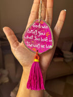 Choose Joy Small Tassel Wood Car Hanger