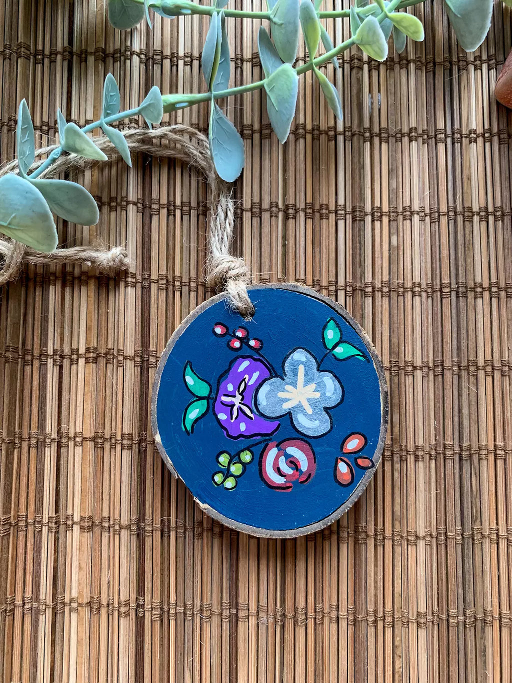 Flowers Back Small Wood Car Hanger (Stock)