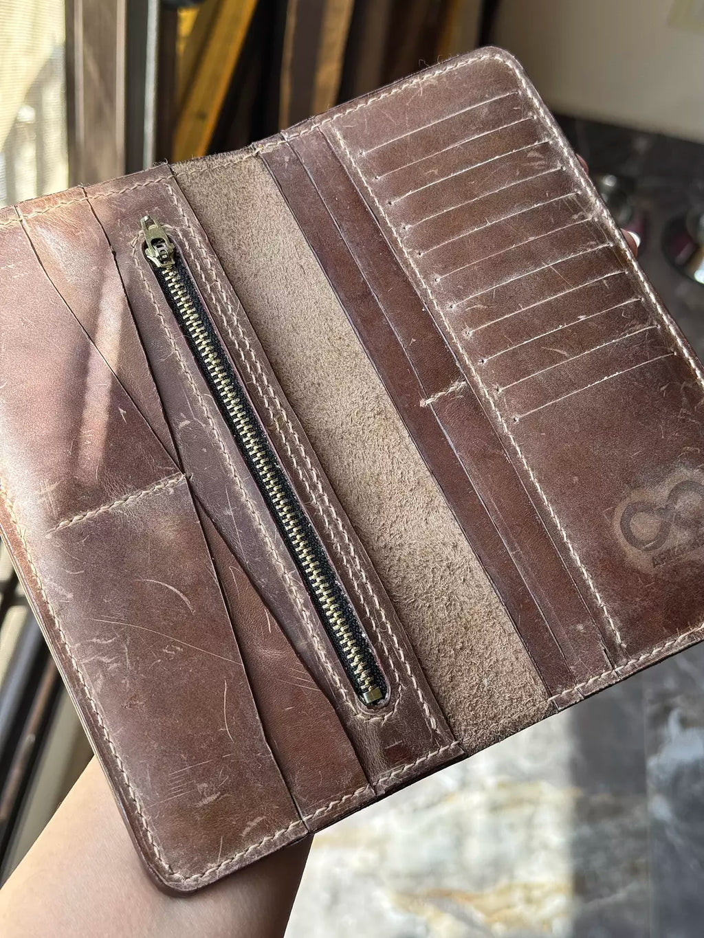 Unisex Zipper Long Wallet ( Brown )