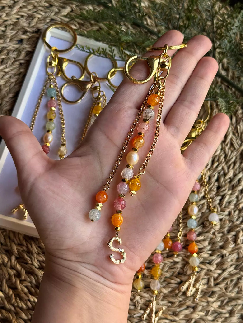 Agate Initial Bag Charm