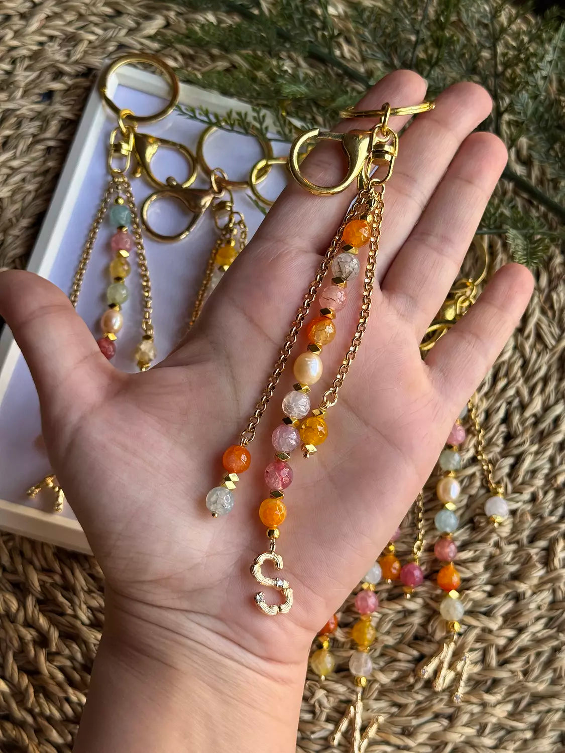 Agate Initial Bag Charm