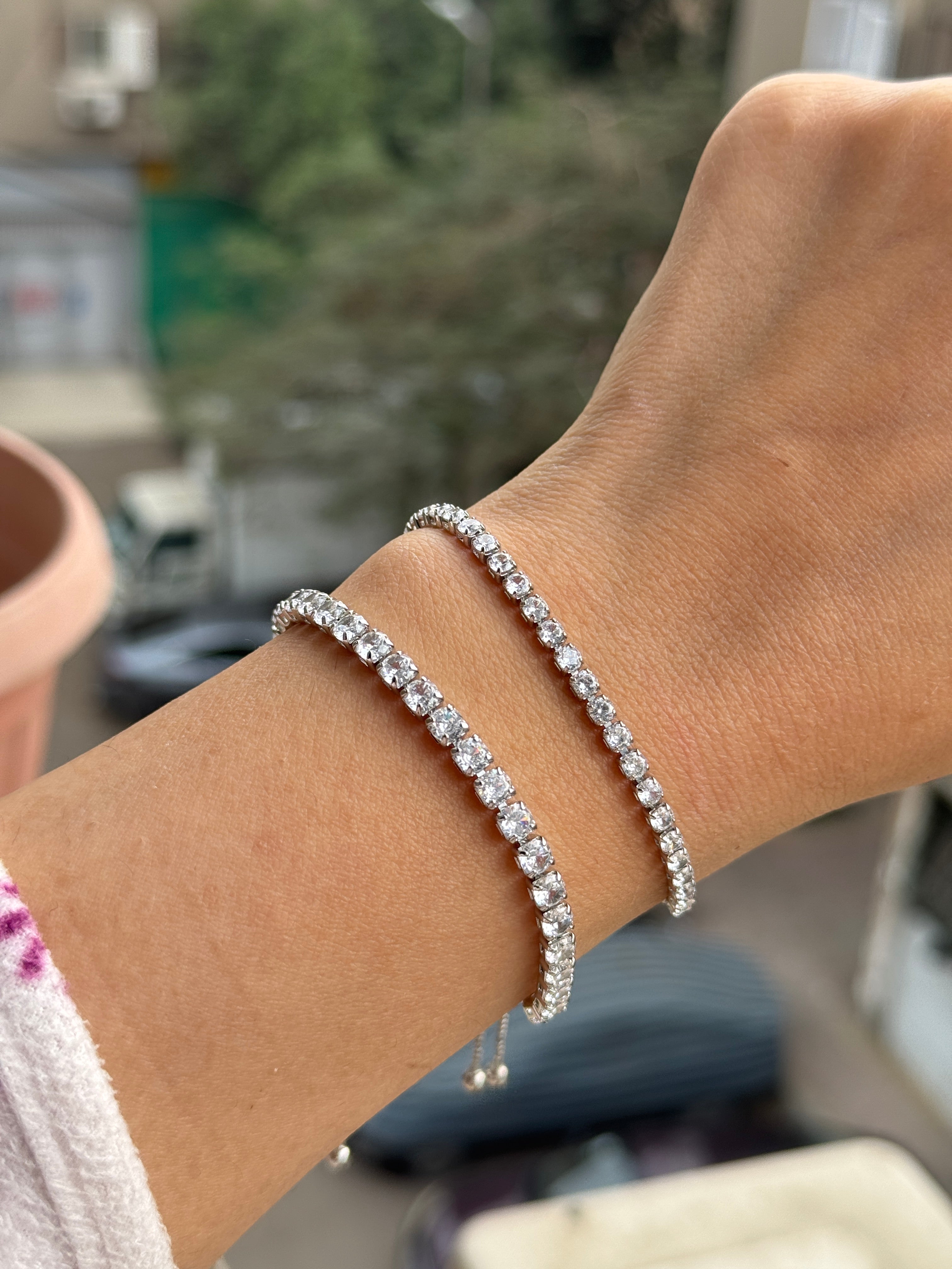 Silver Tennis Adjustable Bracelet
