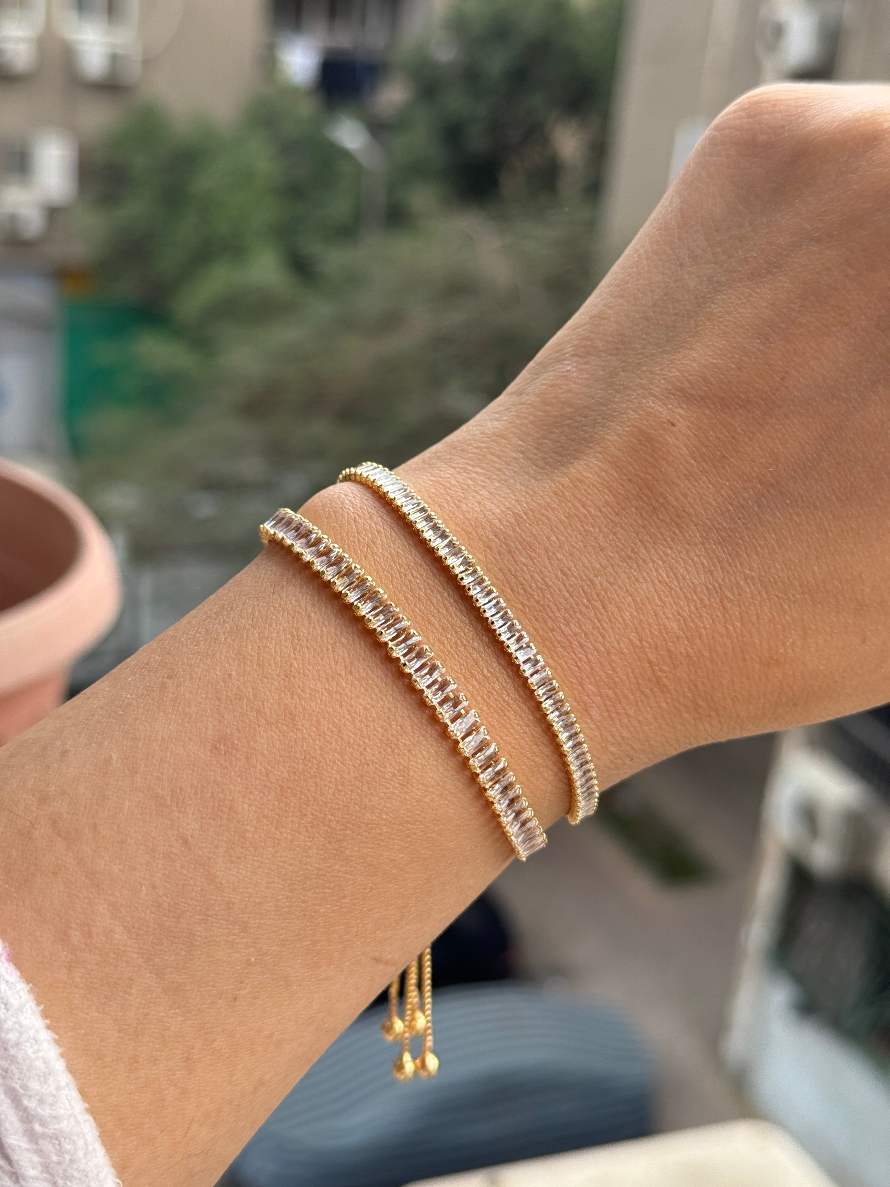 Gold Baguette Adjustable Bracelet