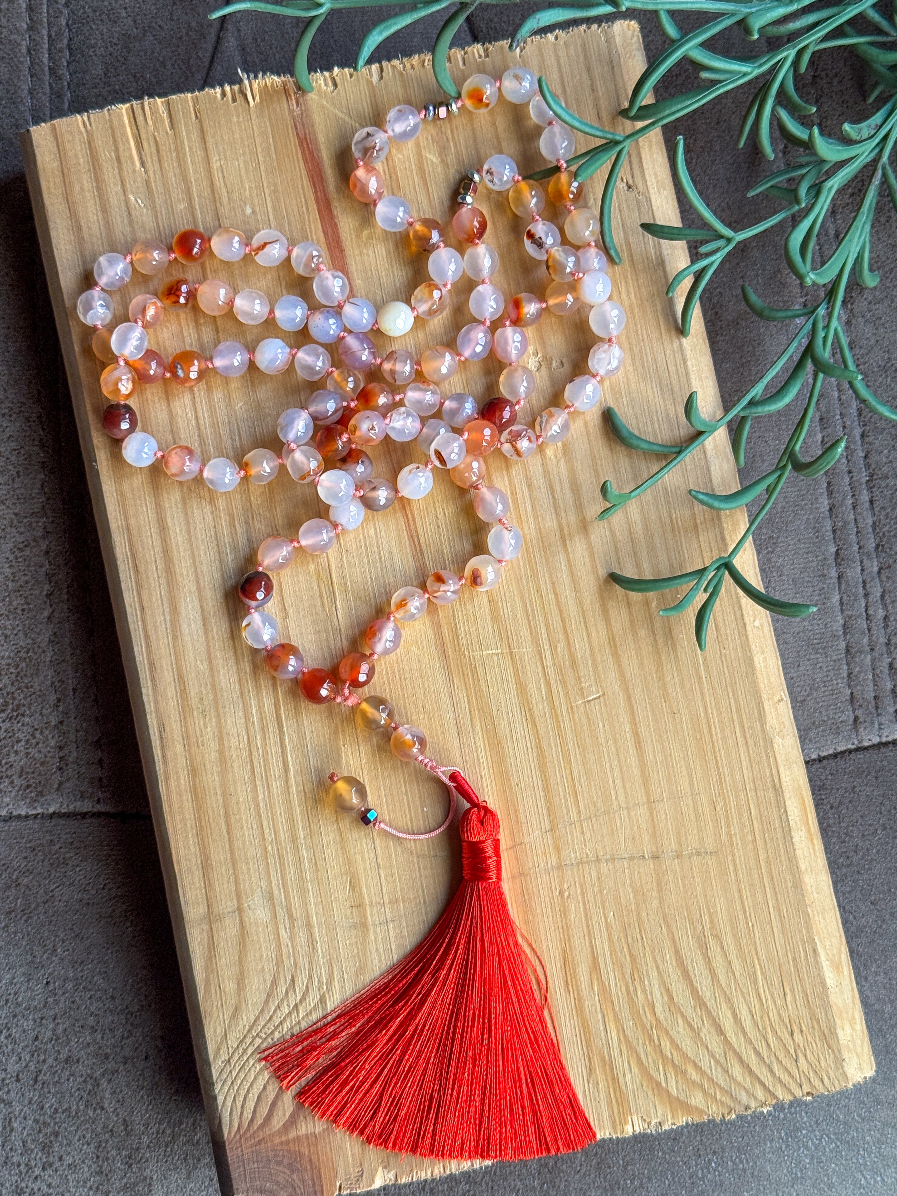 Knotted 99 Bead Rosary  " Orange "