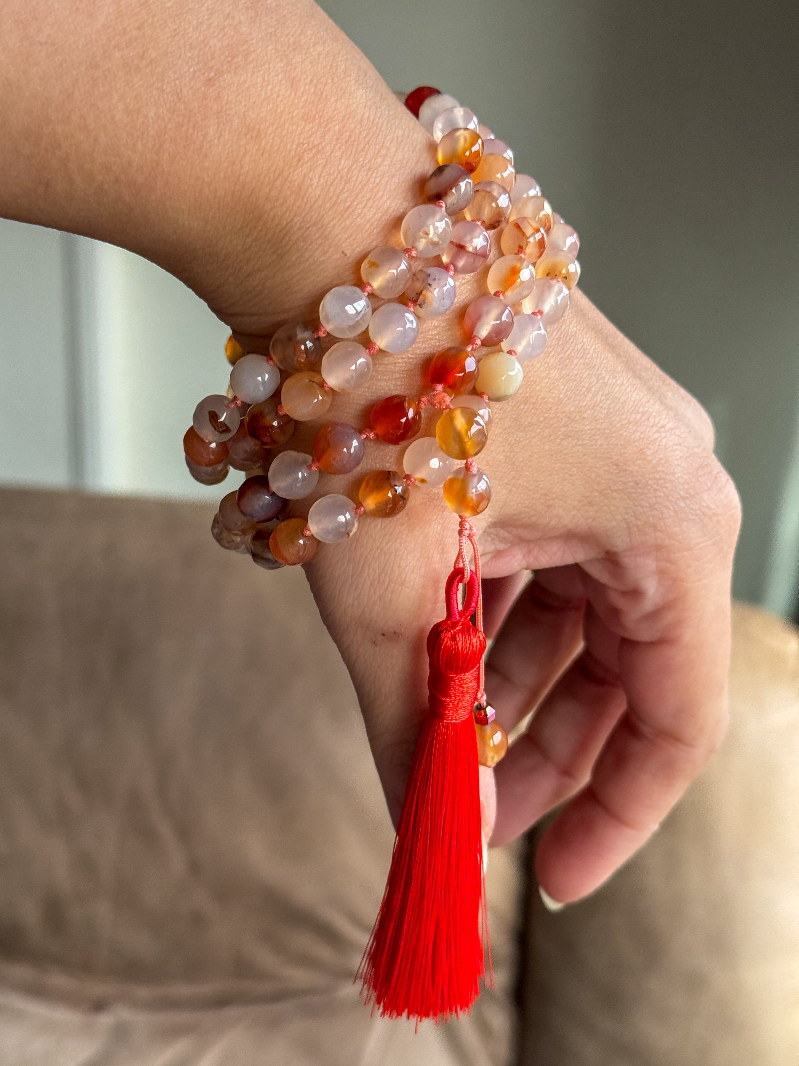 Knotted 99 Bead Rosary  " Orange "