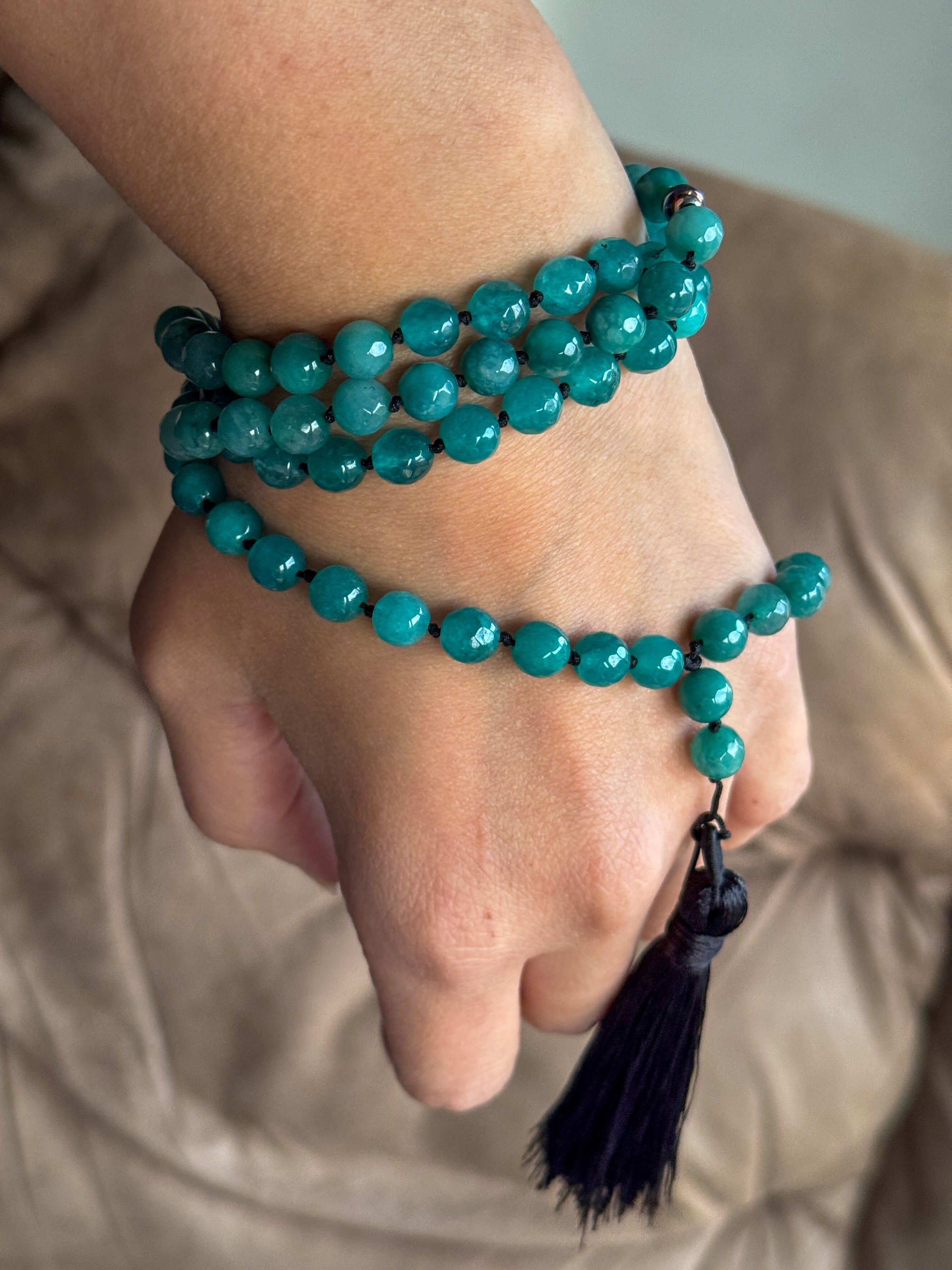 Knotted 99 Bead Rosary  " Teal "