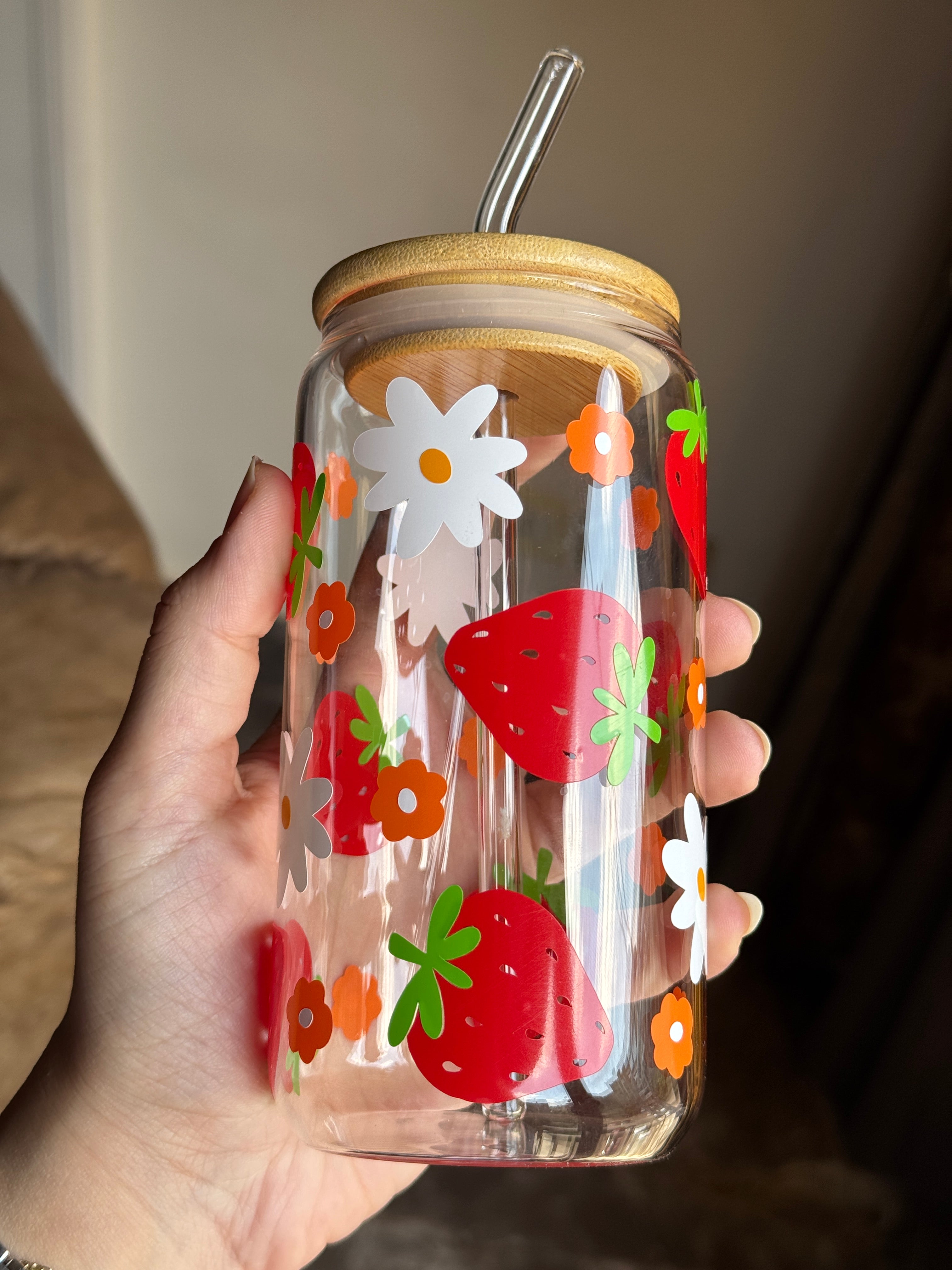Strawberries Spring Tumbler Glass