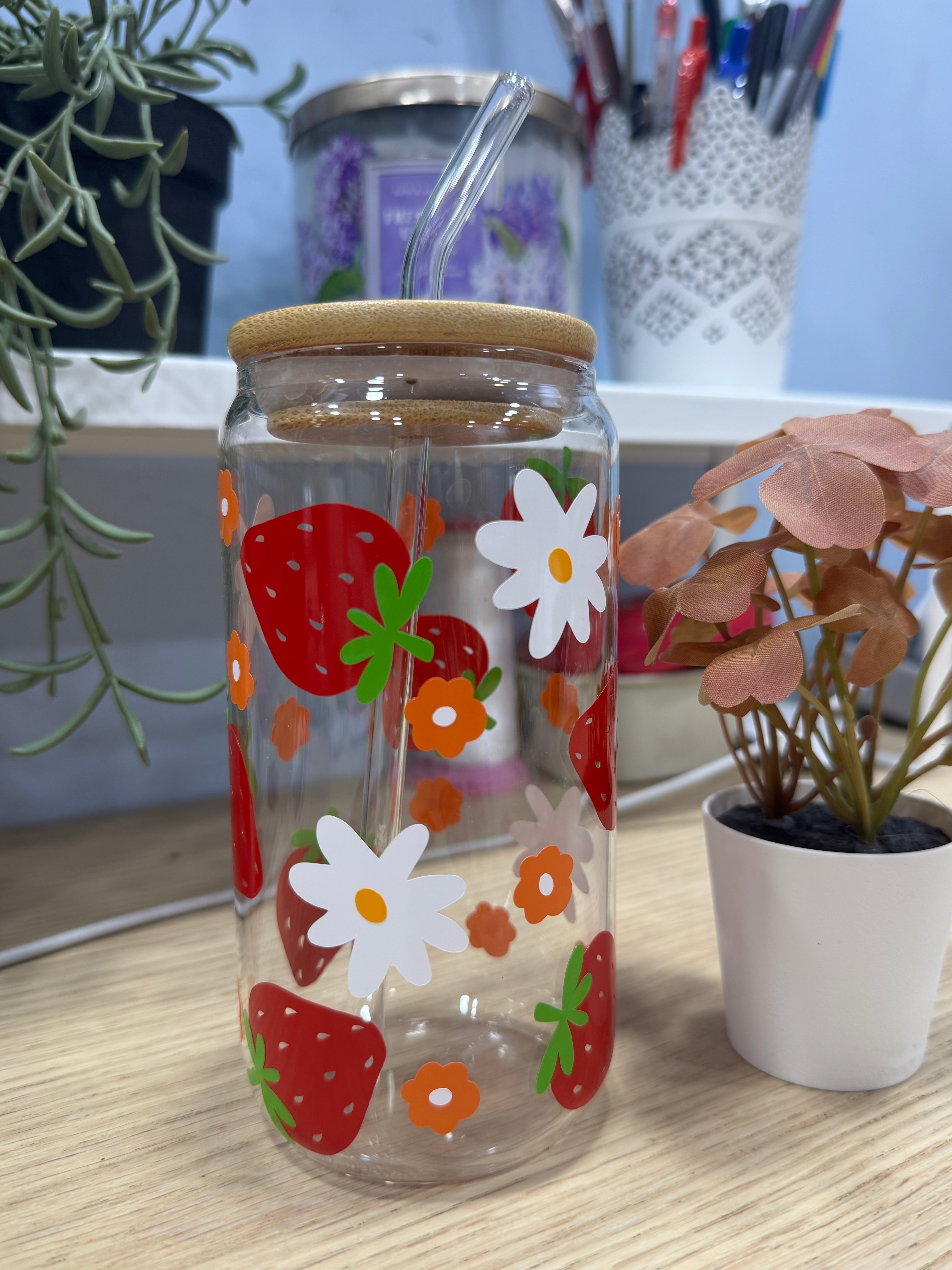 Strawberries Spring Tumbler Glass