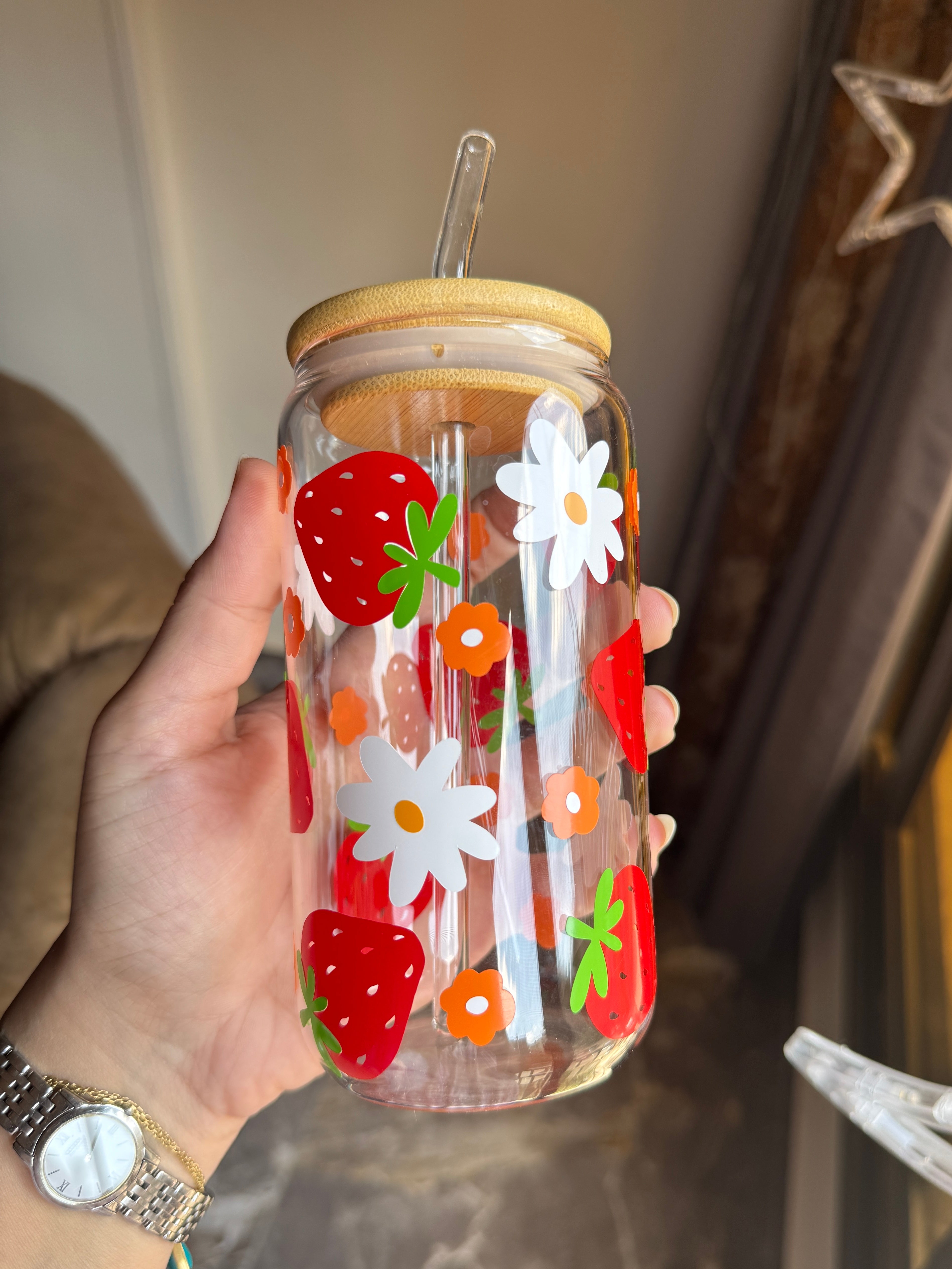 Strawberries Spring Tumbler Glass