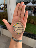 Pink Flowers Small Wood Car Hanger