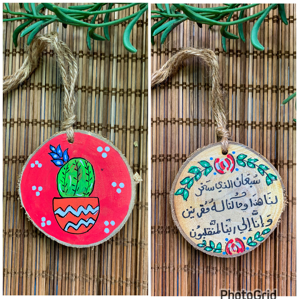 Red Cactus Small Wood Car Hanger