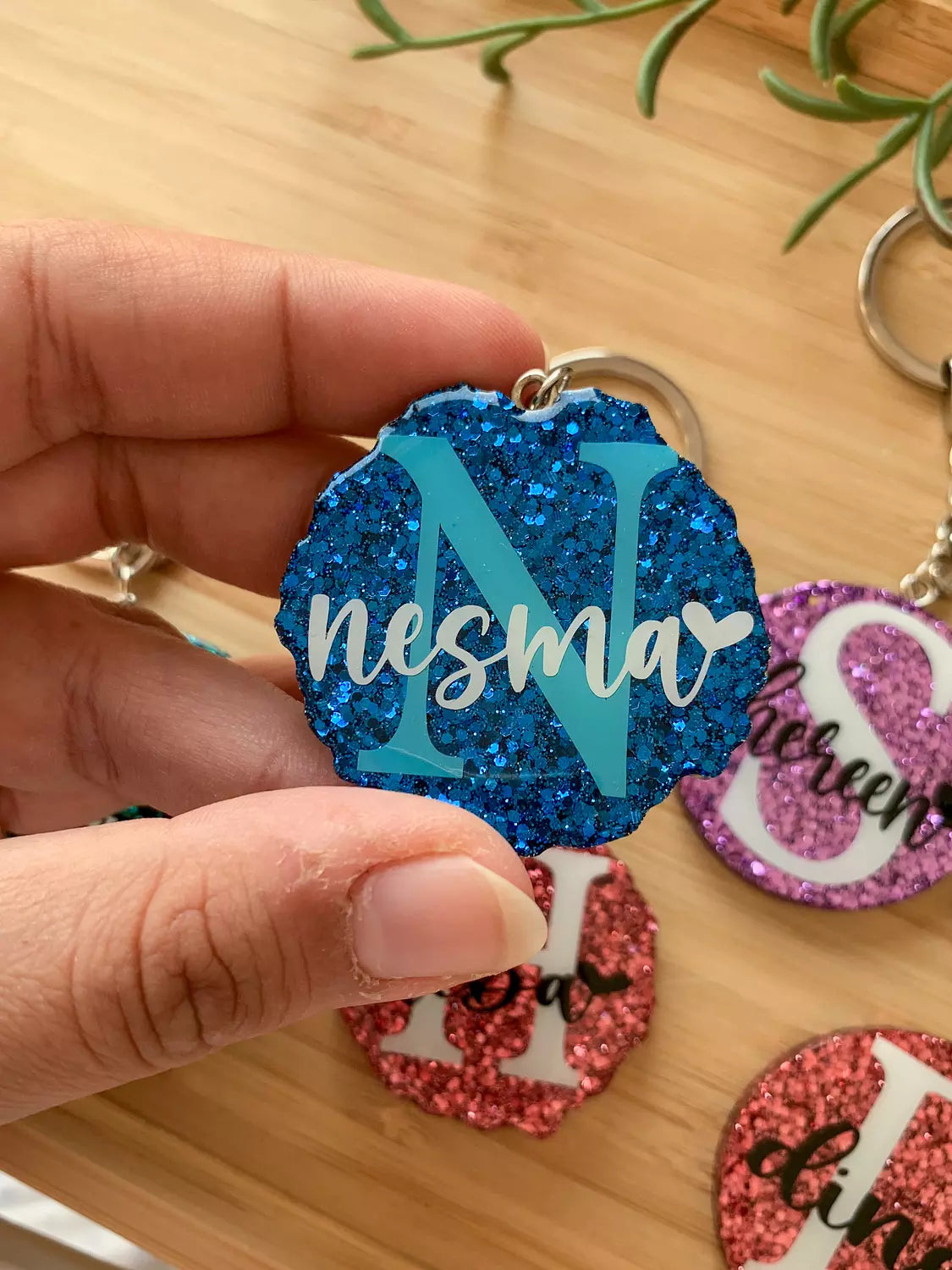 Letter/Name Keychain " Glitter Colors  "