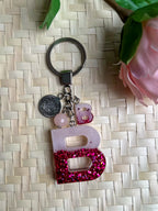 Resin Letters Keychain ( Glitter Pink ) 