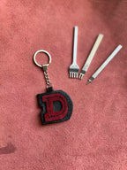 Natural Leather Letters Keychain