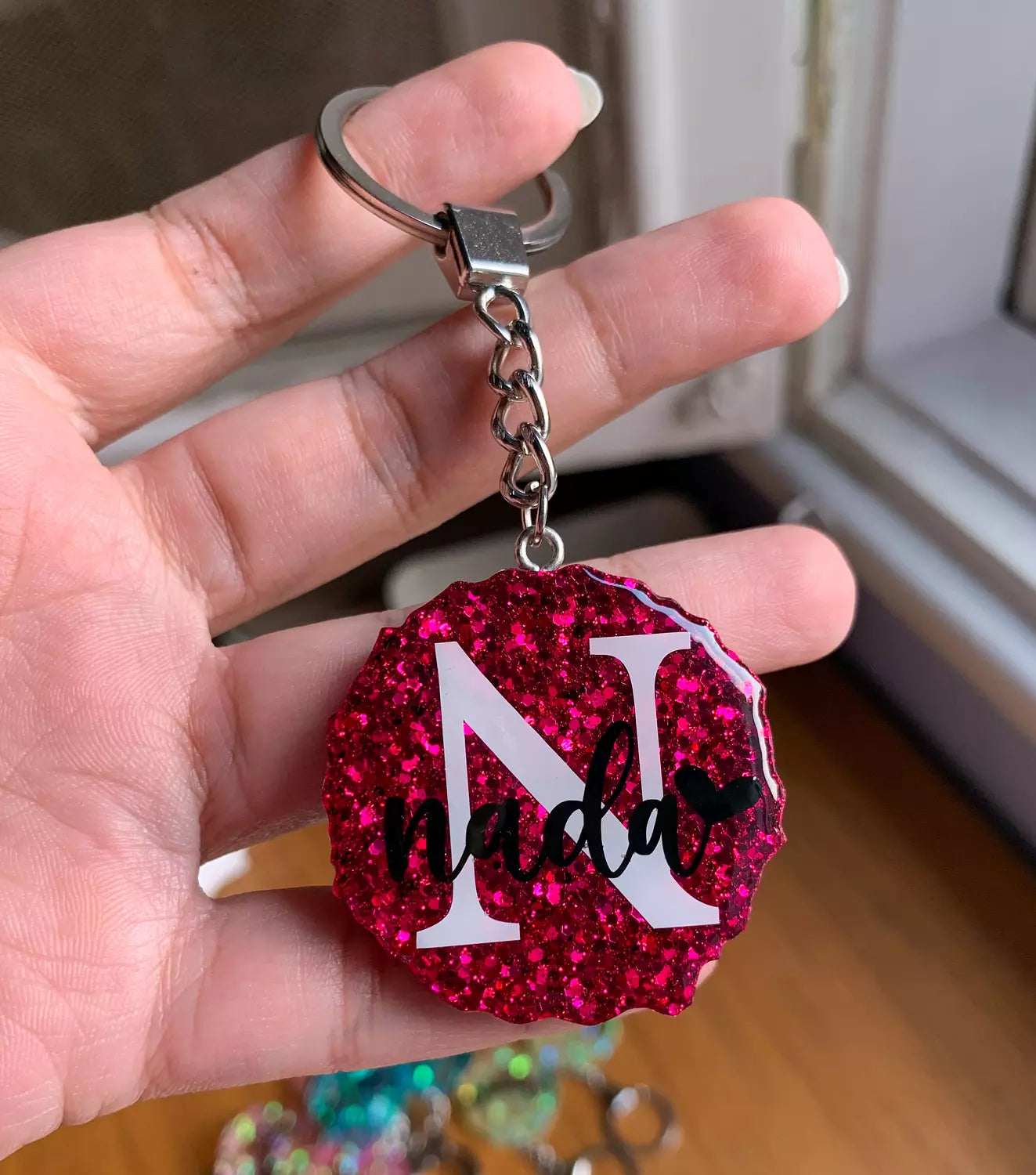 Letter/Name Keychain " Glitter Colors  "