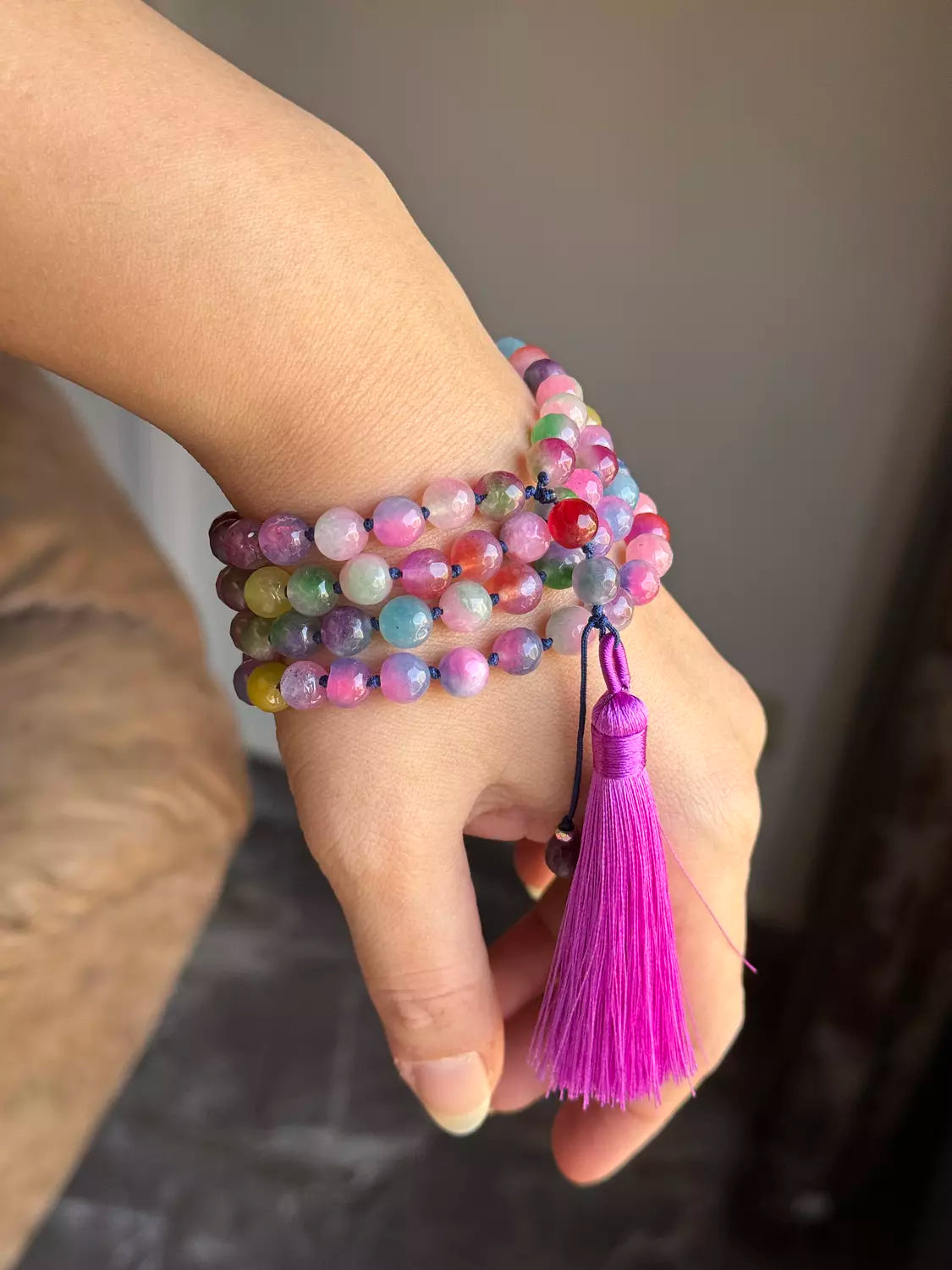 Knotted 99 Bead Rosary  " Lollypop " 