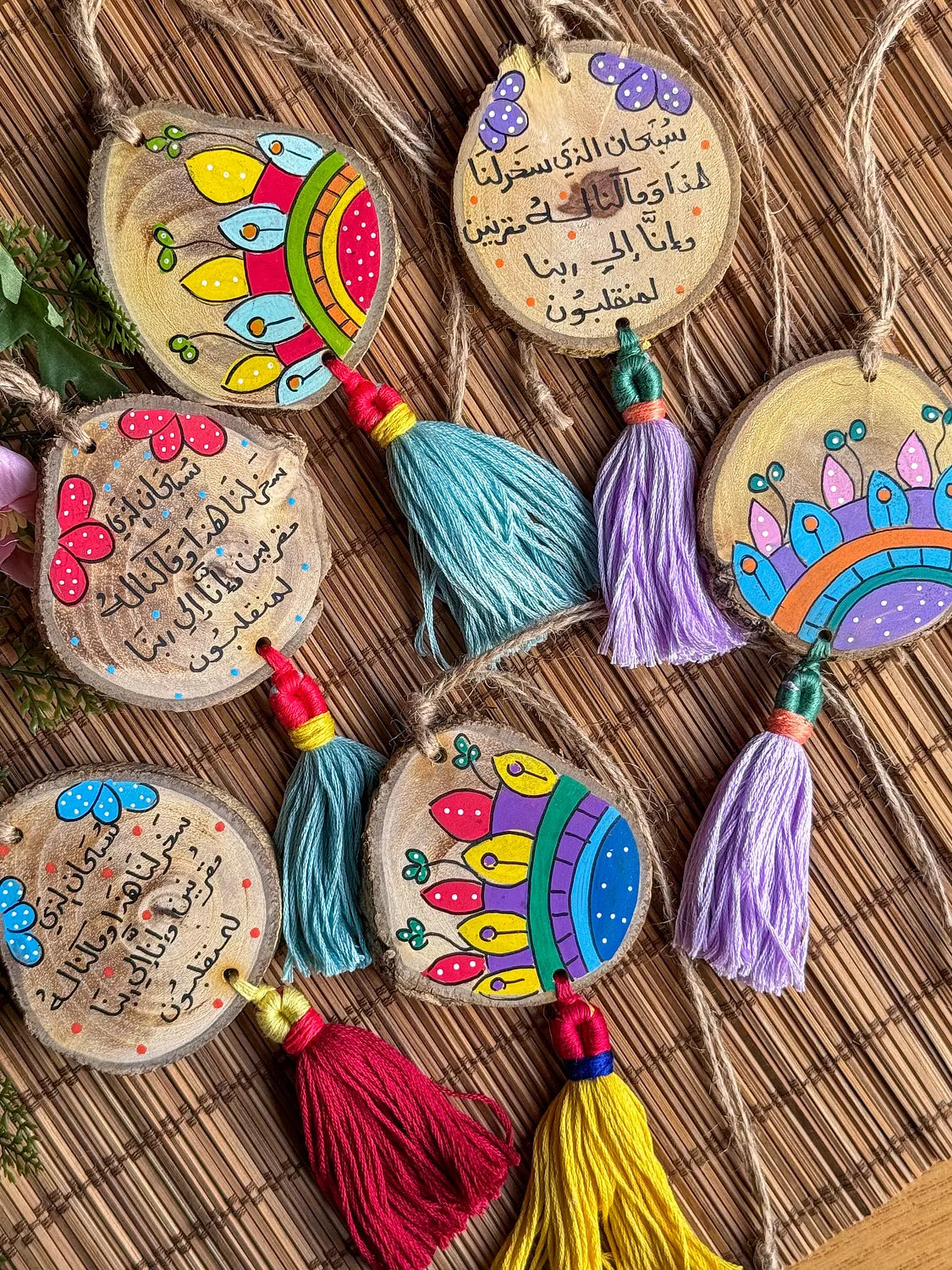 Mandala Small Tassel Wood Car Hanger