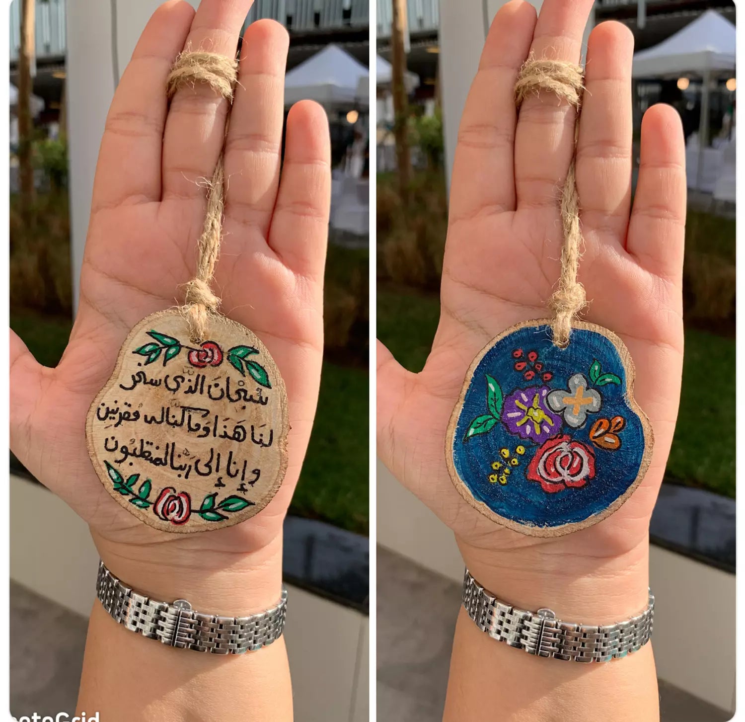 Flower Wreath Small Wood Car Hanger