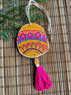 Fuschya Mandala Medium Tassel Wood Car Hanger