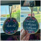 Floral Wreath Medium Wood Car Hanger