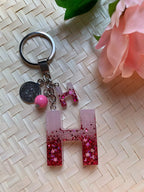 Resin Letters Keychain ( Glitter Pink ) 