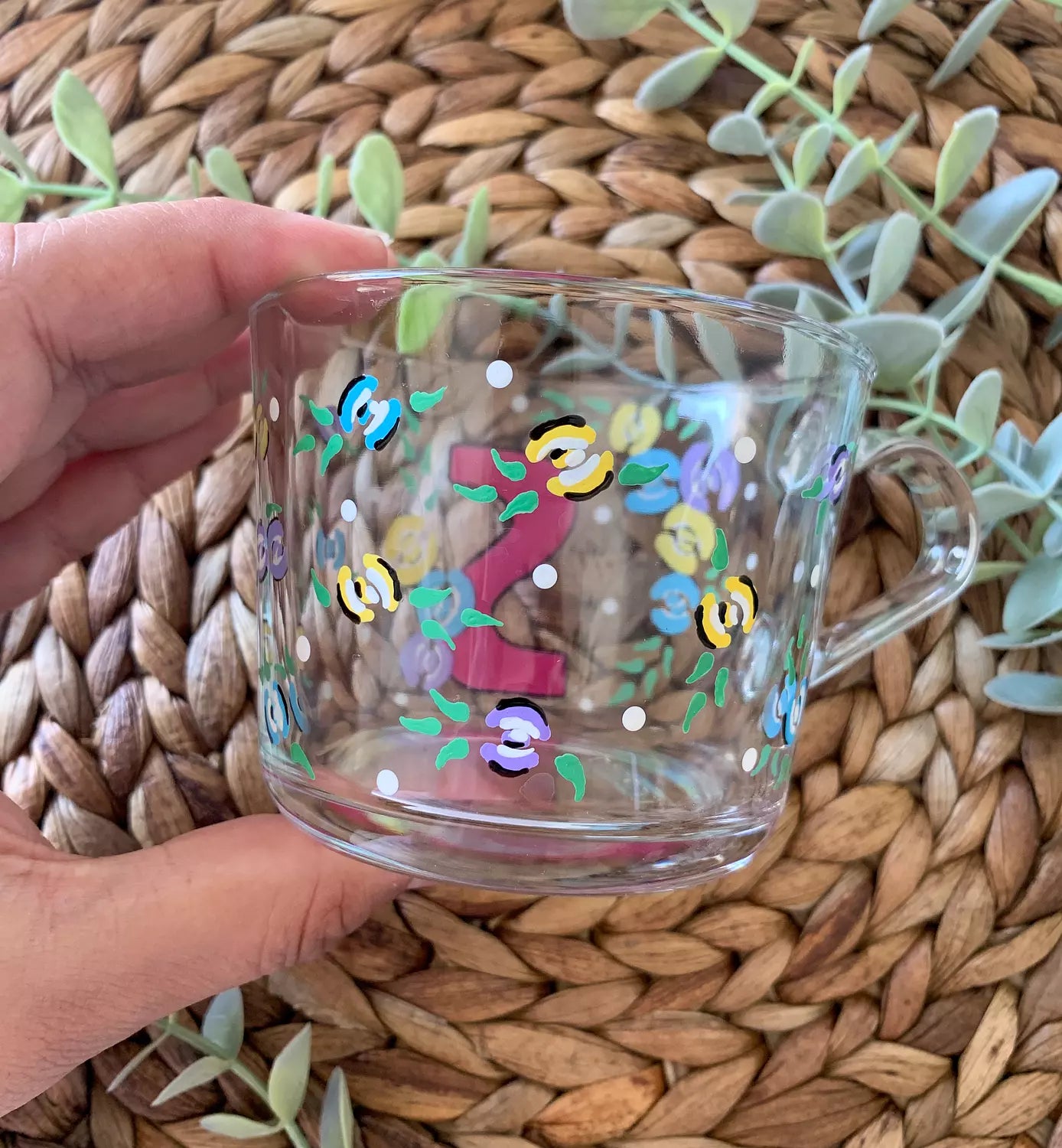 Floral Letter Clear Mug 