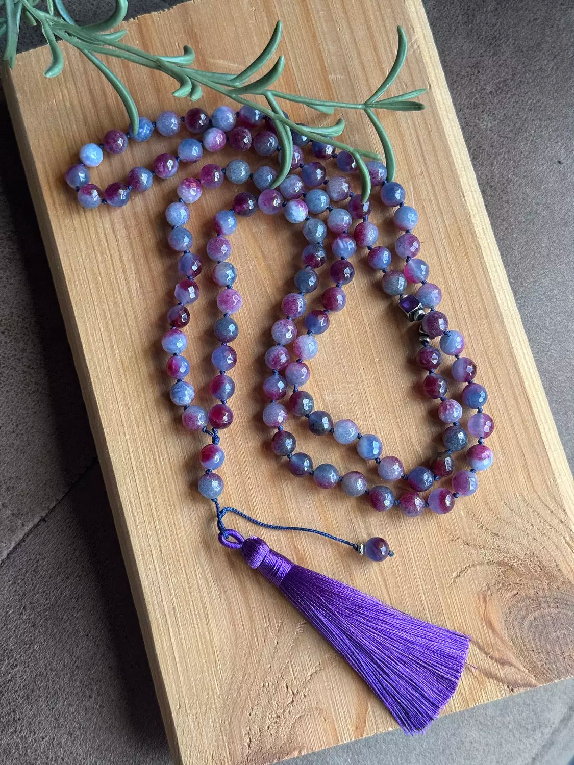 Knotted 99 Bead Rosary  " Purple "