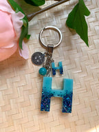 Resin Letters Keychain ( Glitter Blue )