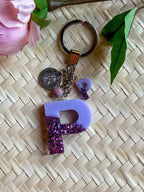 Resin Letters Keychain ( Glitter Purple )