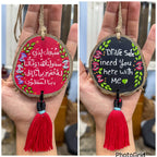 Red Wreath Medium Tassel Wood Car Hanger