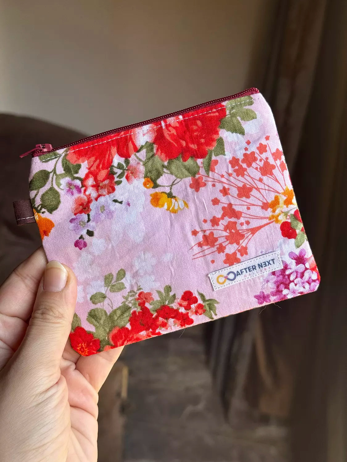 Red Flowers Keychain Wallet 